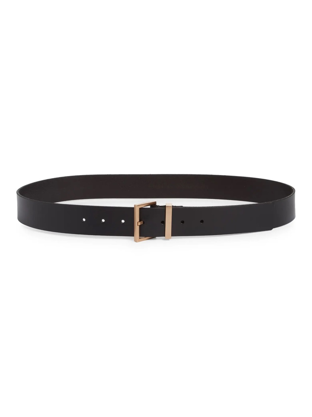 NWT AllSaints Black Leather Belt with Gold Buckle